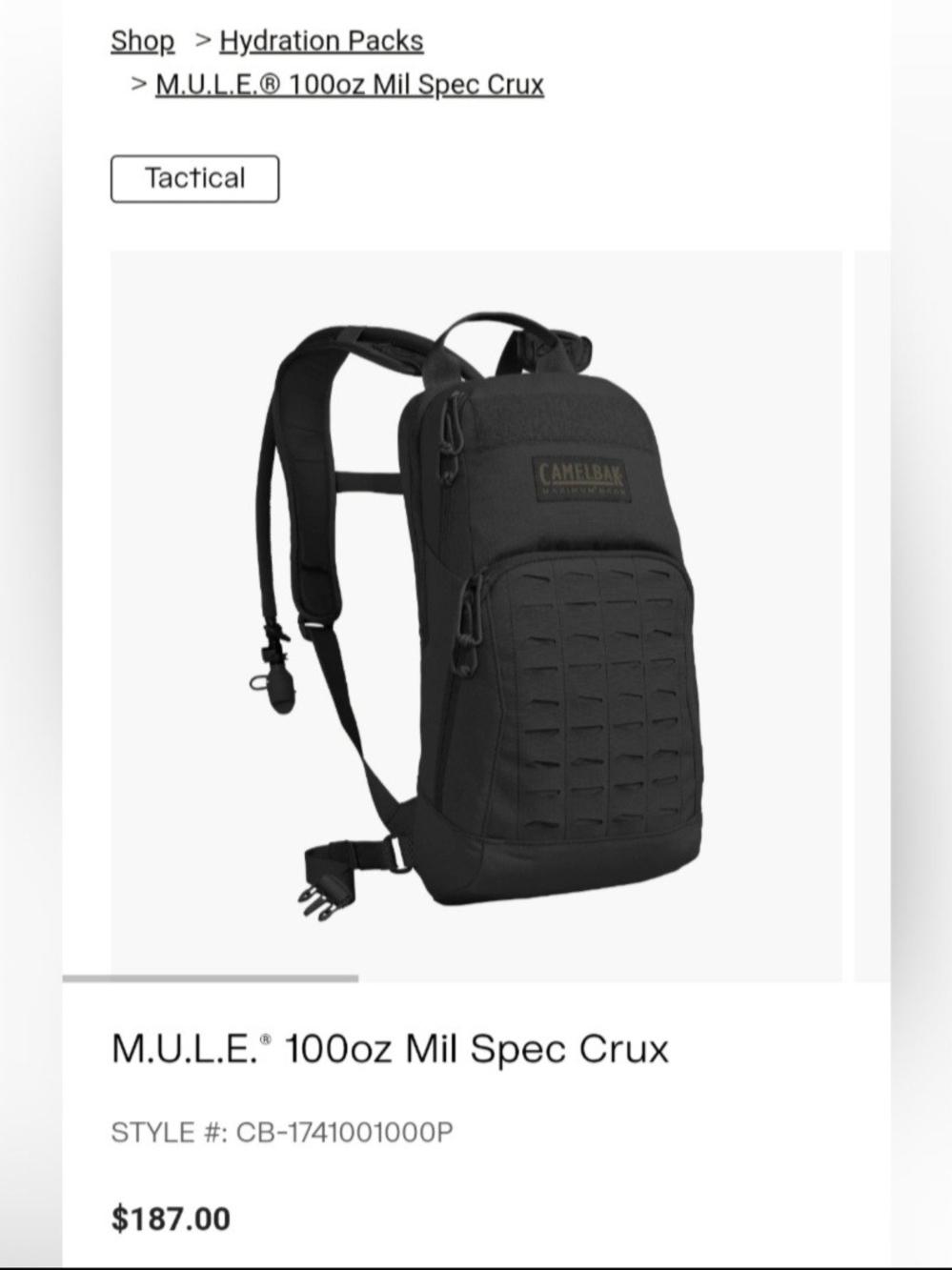 CamelBak M.U.L.E. 100oz Hydration Pack - Black
